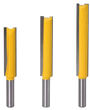 BIGP 3 Stück 8 mm Schaft Extra lange Gerade Fräser, Fräser Nutfräser Holzfräser, 2 2.5“ 3 extra Langer Schnittlänge