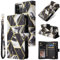 DEFBSC Case for 6.1 iPhone 11, Premium PU Leather Geometric Marble Pattern Zipper Wallet Case with Detachable Wrist Strap, Magnetic Closure Card Slots Shockproof Flip Cover Case - Black