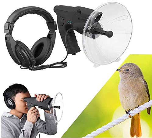 Hmpet Parabolantenne Richtmikrofon, Klangverstärker Monokulares X8-faches Fernhören, Teleskop zum Abhören von Vögeln, Bush Walking, Jagd, Angeln, Camping-Werkzeuge,Battery