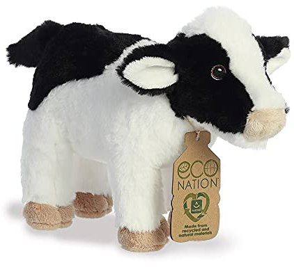 Aurora, 35026, Eco Nation Kuh 25,4 cm, Plüschtier, weiß & schwarz