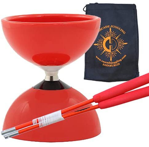 Juggle Dream Karussell Lager Diabolo und Faserstäbchen mit Tasche – Lager Diablo Set für Kinder (rot)