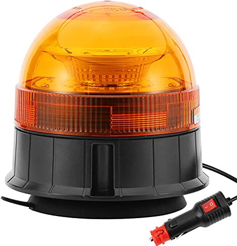 AGRISHOP 12V/24V LED Rundumleuchte Blitzleuchte Mit Magnetfuß, 39LEDS 3Modus Amber Blinkleuchte led Orange Gelb,LED Bernsteine Warnleuchte,Auto Warnlicht,LED Warnleuchte Auto Magnet Gelb ECE R10 R65