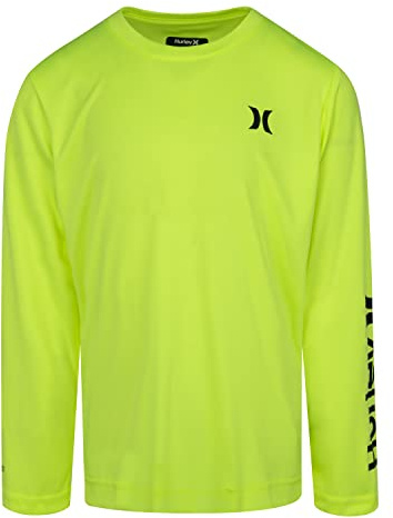Hurley Boys Long Sleeve Rash Guard Shirt, Volt, M