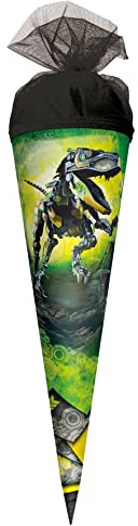 ROTH Geschenk-Schultüte klein Robo-Rex 22 cm - rund Tüllverschluss - Zuckertüte Schulanfang
