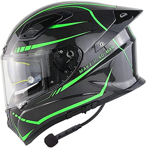 Kohlefaser-Bluetooth-Motorradhelm, Integral-Reithelm Mit Doppelter Sonnenblende, ECE-Zertifizierung Kohlefaser-Integral-Motorradhelm, Warm, Atmungsaktiv B, 3XL= (64-65 CM)