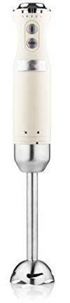 Westinghouse Retro Hand Blender - 600W Handheld Stick Blender for Kitchen - Stainless Steel Electric Soup Blender - Food Mixer with Various Speeds and Turbo Setting - White