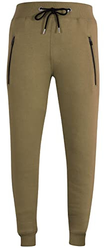 A2Z Mens Fleece Jogging Bottoms Joggers 2 Tone Exercise - Fleece Trouser M01 Khaki 3XL