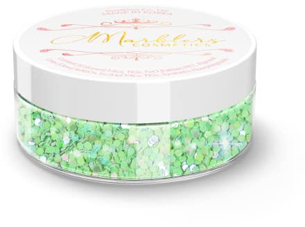 MARBLERS Cosmetic Grade Chunky Glitter [Mermaid Green] 0.18oz (5g) | Flake | Shape | Non-Toxic | Vegan | Cruelty-Free | Eyeshadow, Nail Polish, Nail Art | Festival, Rave & Party Makeup | Body & Face