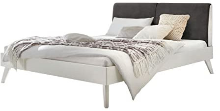 Hasena Bett Simone 20 weiß deckend Polsterkopfteil Smoke 140x200