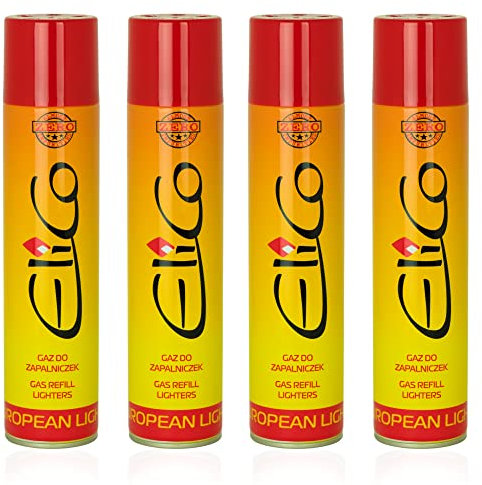 Lighter Feuerzeug Gas Nachfüller - Feuerzeuggas zum Nachfüllen, Butangas für Flambierbrenner, Sturmfeuerzeuge, Stabfeuerzeuge, Jetflammen – Butangas Nachfüllflasche mit Adapter (4 x 300ml)