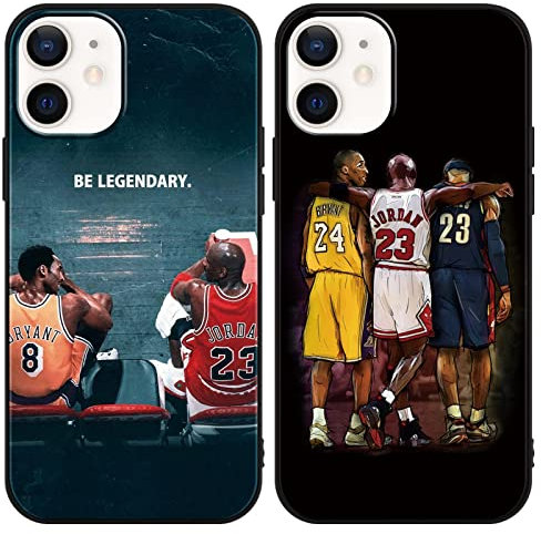 nurkorki [2 Stück Handyhülle für iPhone 12/12 Pro Hülle 6,1, Cool Mode Design Case Matt Weich Silikon Stoßfest Back Cover Basketball Legende 24 23 Player Star Muster Schutzhülle für iPhone 12