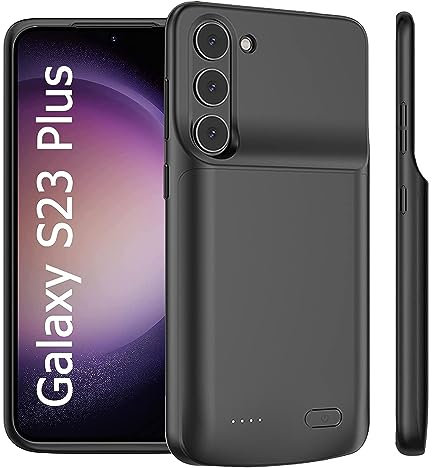 Battery Case for Galaxy S23 Plus,Extended Backup Batteri Charging Cases for Samsung Galaxy S23+ Plus 5Gv5000mAh Rechargable Power Bank Charger Cover,Added More Extra Juice, Black