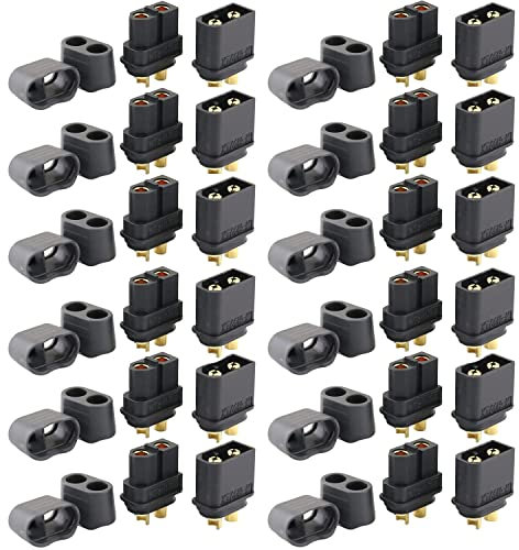 RUNCCI-YUN 24 Stücke 12 Paar XT-60 stecker,XT-60 Männlich Weiblich Connector,XT-60H Battery Plugs for RC Lipo Battery Helicopter Quadcopter(12 Stück XT-60H Stecker + 12Stück XT-60H Buchse) Schwarz