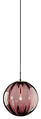 HWSY Glass Lighting Fitting Mini Chandelier, Kitchen Island Light Fixture Bedroom Bedside Hanging Lamp, Modern Ripple Shade Metal E27 Drop Ceiling Light, Dia-30Cm/Red Wine Interesting
