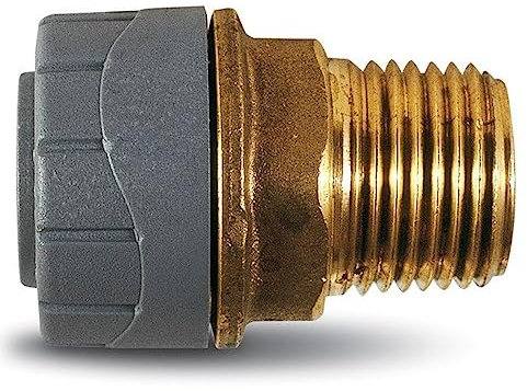 Accesorios de Instalación de polibutileno a presión sin herramienta. Para tuberías PB o cobre de agua fría, agua caliente, calefacción y bajo suelos (MANGUITO TUBO 22 mm ROSCA MACHO 3/4)