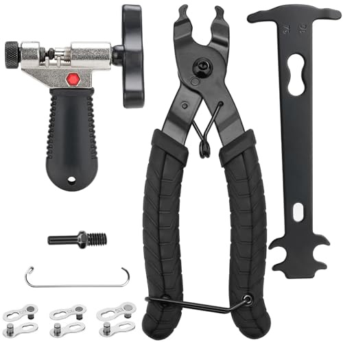 oumuik Outil de vélo avec rivet de chaîne de vélo, pince à chaîne, pince de sécurité de chaîne, 4 paires de rivets de chaîne de vélo, convient pour les outils de chaîne de vélo avec grille 6-12