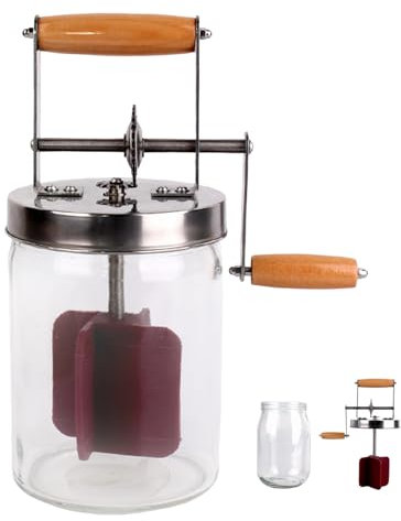 Batidora de Mantequilla de Vidrio, 1500ml Batidora de Mantequilla Manual de Boca Ancha Mantequera de Crema Batidora de Mantequilla Casera Lavable para Casa Cocina Restaurante