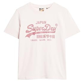 Superdry T-shirt imprimé pour femme, Mauve craie rose, 42