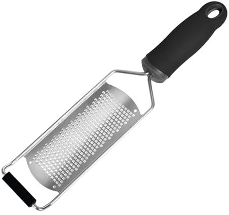 Kitchen Cheese Grater, 31cm Length Lemon Peel, Stainless Steel TPR Handle Grater, Fine Parmesan Grater for Potatoes, Zucchini, Carrots, Apples, Cabbage and Soft Cheese (Black)