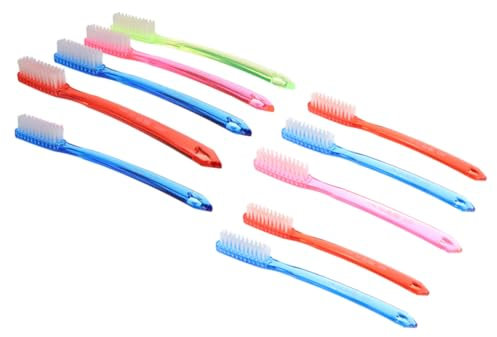 Mobestech 10stücke Kleine Erwachsenenzahnbürsten Aus Kunststoff Reisezahnbürsten Mit Großem Kopf Für Zahnreinigung Tragbar Für Camping Und Haushalt