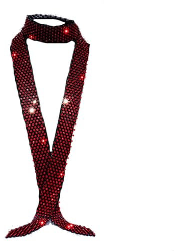 Yurosiay Strass Krawatte Glitzernder Strass Schal für Damen Herren Mode Pailletten Krawatte Lange Strass Schlips Kristall Halstuch Glitzer Party Krawatte für Tanz Cosplay Show Karneval Rot