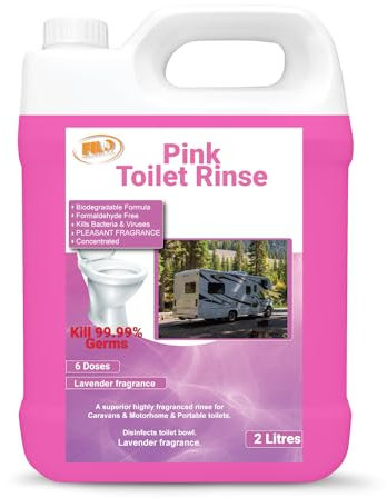 FILO Pink Caravan Toilet Chemical Rinse 2L –For Caravans, Motorhomes and campervans – Eco-Friendly, Odour Eliminator, and Fluid Cleaner – Sanitation Solution, Freshener.