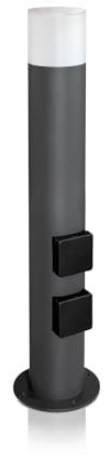 LED Universum - Wegeleuchte 60cm Rund Anthrazit mit 2 Steckdosen aus Aluguss Außenleuchte witterungsbeständig für LED Leuchtmittel E27 Gartenleuchte IP44