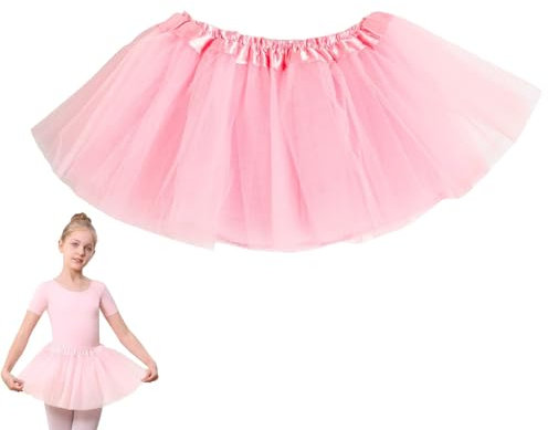 KARELLS Tutu 3 Couches,Top Tulle Jupe Ballet,Tulle Tutu Jupe,Femme Ballet Tutu,Tulle Jupes,3 Couche Pettiskirt,Mini Robe,Courte Tutu,Style Rétro Jupon,pour S'habiller Fête,Costumes Danse(Rose)