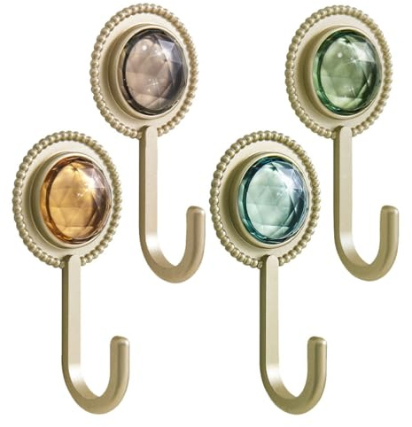 CAXUSD 4 ganci autoadesivi da parete vintage, design a diamante, senza foratura, per bagno e cucina, facile da installare, forte forza di tenuta, colori