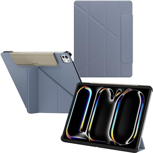 SwitchEasy Origami 2024 Hülle für iPad Pro 11 Zoll mit Stifthalter, Schutzhülle für iPad Pro 11 Zoll M4 (2024) mit Multi-Angle Ständer, Morandi Cover Case, Apple Pencil Pro Charging, Alaskan Blue