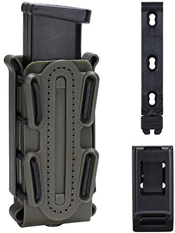IDOGEAR Magazintasche Pistolenmagazintaschen 9mm Softshell Verstellbarer Universalmagazinträger.40 S&W.45 ACP mit Gürtel- und MOLLE-Clips (Ranger Green)