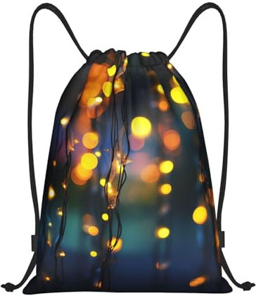 VducK Rucksack mit Kordelzug, für Herren, farbige Lichter, Kordelzug, Turnbeutel, Schwarz , M
