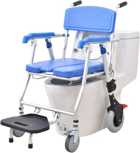 Toilettenstuhl, zusammenklappbar, höhenverstellbar, Toilettenstuhl, mit abnehmbarem Topf, zusammenklappbares Pedal und Schwammkissen