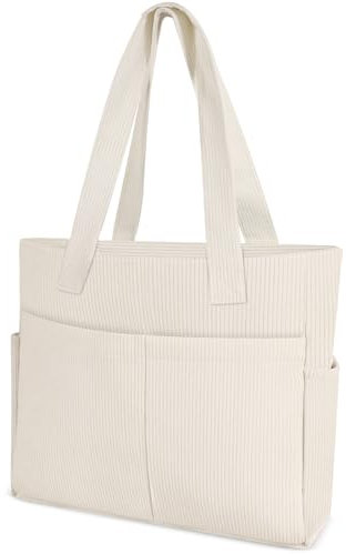 KUOGAS Cabas Femme, Grand Sac Fourre Tout, Sac à Bandoulière en Velours Côtelé Pour l'École, le Travail, les Voyages et le Shopping.