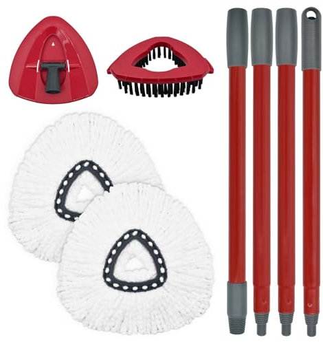 Set di Testine di Ricambio per Mocio in Microfibra, Base per Mocio, Mocio Spazzola di Base e Mocio Manici per EasyWring Spin Mop