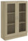 Hommdiy Vitrinenschrank Wohnzimmer,Glas Vitrine Hochglanz mit Glastüren Sonoma-Eiche 82,5x30,5x115 cm Holzwerkstoff