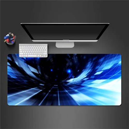 Senyanr Gaming Mouse Pad Blue Black Abstract XXL Mouse Mat 27.5x15.7x0.08 inch Extended Large Mouse Mat Desk Pad Stitched Edges Mousepad Non-Slip Rubber Base for Office Home