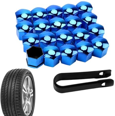 Gihioue Radmutter-Schraubenabdeckung, Autoreifen-Mutterkappen - Radschraubenmuttern-Abdeckkappen-Set - 20 Stück Reifenmutternabdeckungen mit Entfernungswerkzeug, Ersatz-Staubschutz, 17 mm, 19 mm, 21