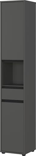 Germania Hochschrank 2203-547 GW-Lemont, in Graphit, mit Tür- und Schubladendämpfung, 33 x 181 x 34 cm (BxHxT)