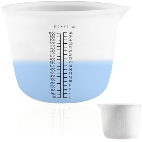 Taza Medidora de Silicona Grande, Vaso de Silicona Grande, 1000 ml Taza Medidora de Silicona, Taza Medidora Reutilizable, Vaso Medidor de Silicona de Resina Epoxi para Hecho, Moldes de Fundición