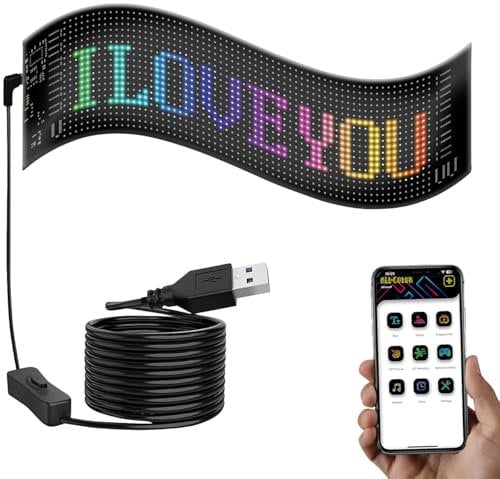 Panneau d'affichage LED ultrafin programmable connecté - 35 x 10 cm [Luminea]