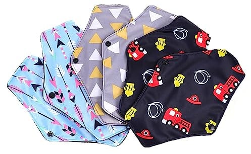 FRCOLOR Wiederverwendbare Menstruationsbinden Inklusive Aufbewahrungstasche mit Bambuskohle 6 Stück Super Saugfähig mit Stay Dry Oberfläche für Periodenunterwäsche
