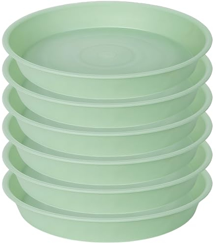 Bleuhome 6 Pack of 12 inch Plant Saucer, Heavy Duty Plastic Plant Saucer 12 Round, Durable Plant Tray for Pots, Plant Saucers for Indoors, Plant Trays for Planter (12, Light Green)