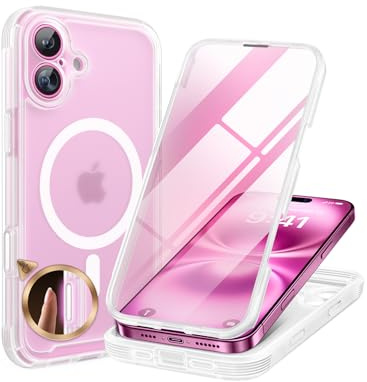 Miracase Magnetic Case for iPhone 16 Case 6.1, [Built-in 9H Tempered Glass Screen Protector + Camera Control Capture Button] Full Body Bumper Case Compatible with MagSafe (Matte Clear)