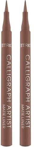 Catrice Calligraph Artist Matte Liner 010 Roasted Nuts, matter Eyeliner, langanhaltend, braun, vegan, 1,1 ml (Packung mit 2)