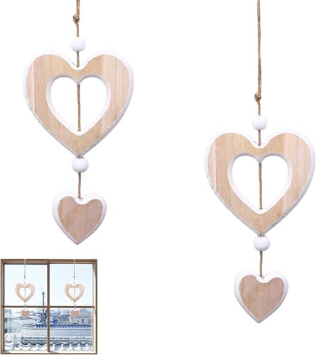 2 Stück Fensterdeko Hängend Modern,Deko Fenster zum Hängen,Hängedeko Fenster für Hochzeit/Wohnzimmer Dekohänger,Fenster Deko Hängend Modern,Fensterdeko Sommer,FensterdekoHängend,Herzen Fensterschmuck