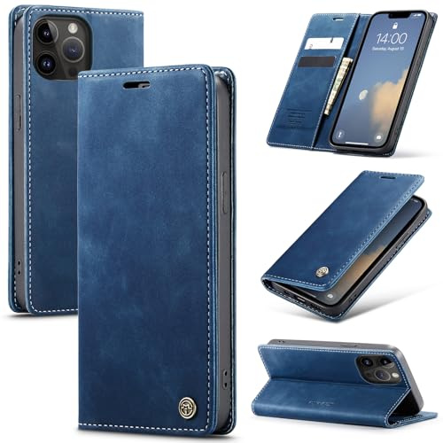 Azororo Handyhülle für iPhone 13 Pro 5G Hülle Premium Lederhülle Flip Case Magnet Tascher Kartenfach Standfunktion Klapphülle Schutzhülle für iPhone 13 Pro, Blau