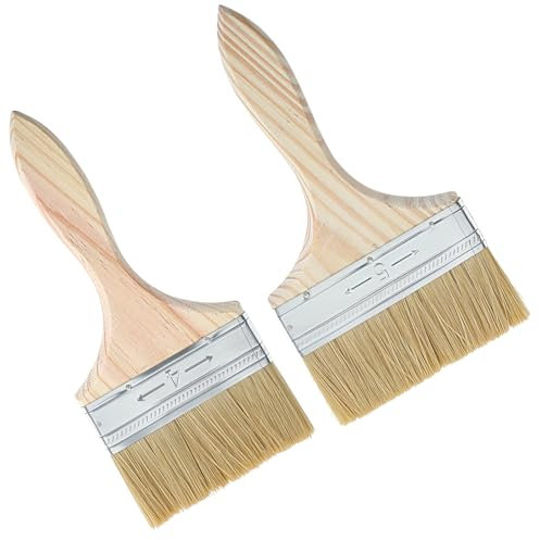 Nogeqi 2 pennelli per vernice in legno, 105 mm/94 mm, con manico in legno di faggio, pennello piatto, pennello largo per smalti, oli, colori da parete, legno, metallo e mobili