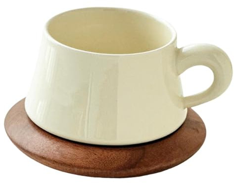 rockible Tazza Da Caffè in Ceramica con Piattino, 300 Ml, Tazza Da Cappuccino per Ufficio E Casa,