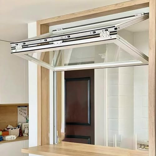 SOFACHEN Ventanas Plegables para concesiones, Ventana corrediza de Vidrio para concesiones con Vidrio Templado y Marco de aleación de Aluminio, para floristería, cafetería(WxH 45x31in/109x79cm)